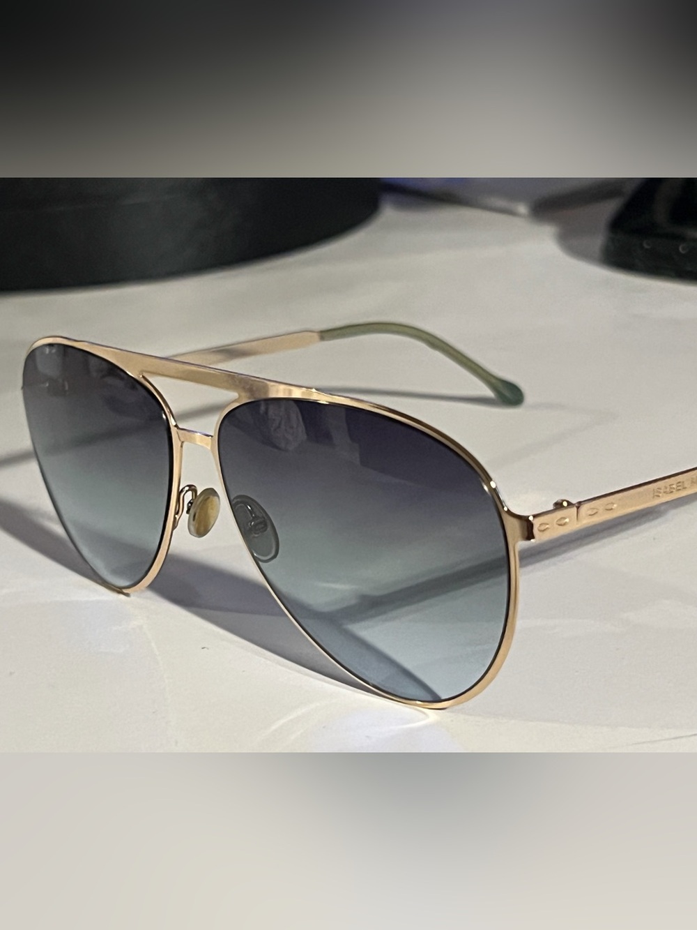 Isabel Marant Gold Aviator Sunglasses with Gray light bluish Gradient Lenses